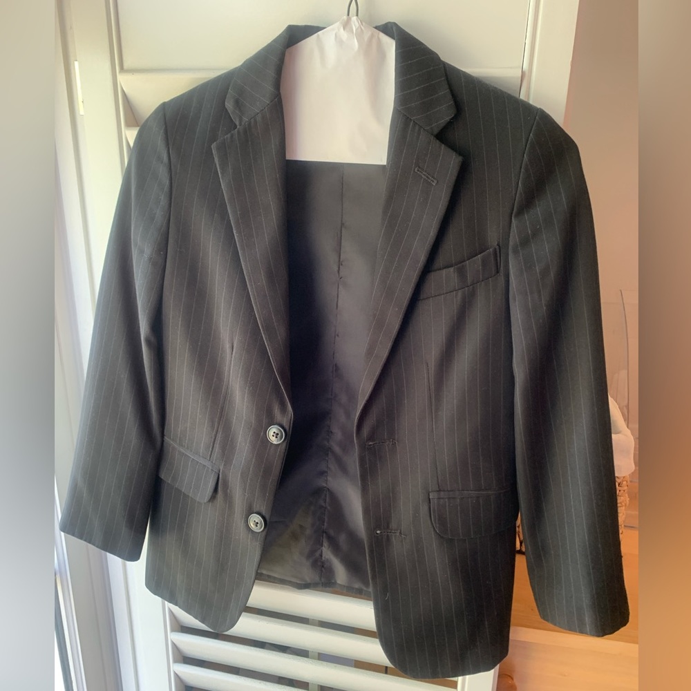 Chaps boys size 8 black pinstripe suit jacket, NO pants